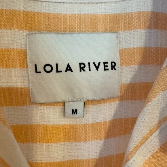 Lola River 100% Cotton Orange Sherbet Striped Button Down Beach Vacation Shirt - Picture 3 of 6